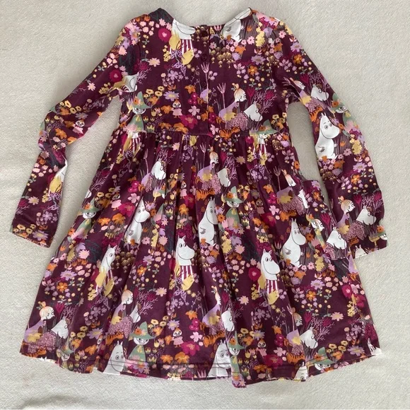 Moomin Forest Print Long Sleeve Kids Dress - Picture 2 of 4
